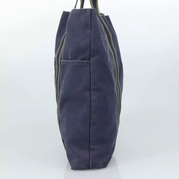 HERMES Fourre Tout Cabas Tote Bag Canvas Navy Khaki Auth ti2566 - Picture 5 of 15